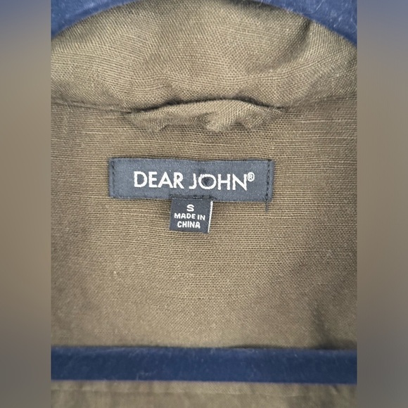 DEAR JOHN Army Green Linen Blend Utility Jacket Removable Hood Size Small - Picture 6 of 6